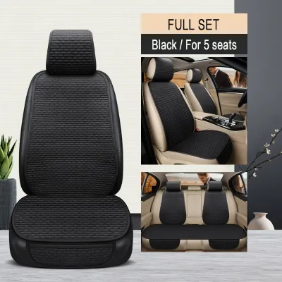 HOTOP Premium Car Seat Cover Cushion Universal Flax Non-Slip Washable Cushion Set Car Front Back Seat Protector Covers Kusyen Kereta Car Interior Accessories
