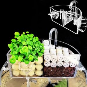 ER52858 Hanging Type External Filter Box 3-in-1 High Transparency Aquarium Water Purifier Premium Edge Hole Acrylic Fish Tank Top Filter Round Fish Tank