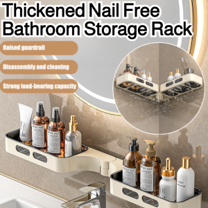 Thickened Nail Free Bathroom Storage Rack Wall Mounted Corner Shelf Space Saving Organizer for Home