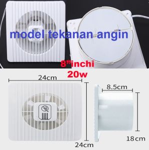 exhaust fan kipas ventilasi kamar mandi dapur penghilang bau knalpot volume udara besar 12W - 20W Hemat 220V 4 inci 6 inci 8 inci model tarik & angin
