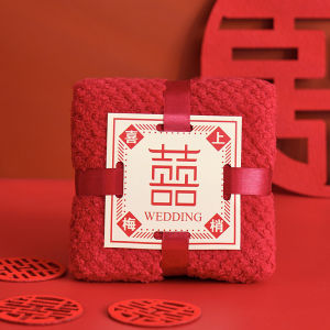【Ship in 24H】结婚毛巾 Wedding towel 结婚毛巾纯棉吸水一对红色女方陪嫁全棉礼盒装高档不掉毛不掉色 ♛简爱❤囍事体验馆08.15