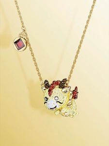 【New Year Gift】 Swarovski Chinese Zodiac Necklace Girl Xiao Long New Chinese Sweater Chain