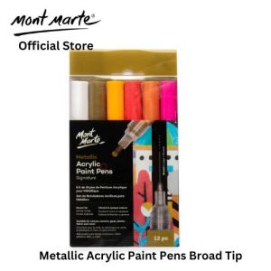 Mont Marte Metallic Acrylic Paint Pens Broad Tip Signature 12pc