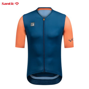 Santic Cycling Jersey Men Short Sleeve Professional Breathable Powerband Reflective Quick Dry WM24C02237