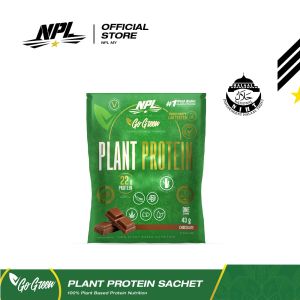 NPL 100% Organic Plant Protein Sachet 43g (22g Protein) 5 Plant-Based Sources Of Protein Bamboo Fibre Halal Supplement