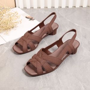[Free Shipping] Trendy And Versatile WomenS Sandals New Style Shallow-Toe Open-Toe For Outdoor Wear With A Chunky Heel Beach-Friendly Non-Slip Thick-Soled Casual And Perfect For Summer
