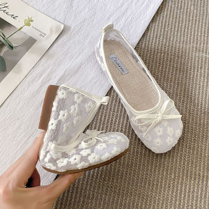 Gentle WomenS Flats 2025 New Summer Mesh Breathable Slip-On Bowknot Flat Loafers