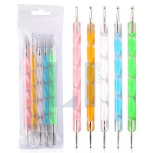 Set 5 cọ chấm bi và cọ vẽ đầu oval bộ 5 cọ chấm hai đầu