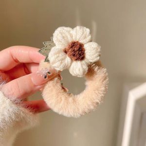 Karet Ikat Rambut Flanel Brudu Rajut Bunga Tebal Scrunchie Aksesoris Rambut Wanita Kunciran