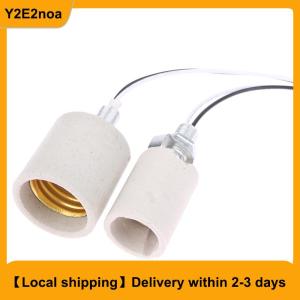 【Local shipping】 E14 E27 Ceramic Screw Lamp Holder LED Light Heat Resistant Adapter Home Use Round Socket For Bulb Base With Cable