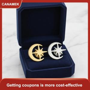【CANAMEK】 Thép Không Gỉ Phụ Nữ Cô Gái Trâm Mặt Trời Mặt Trăng Sao Huy Hiệu Ve Áo Pin Thời Trang Hiện Đại Đồ Trang Sức Phụ Kiện Cho Trường Văn Phòng Đảng