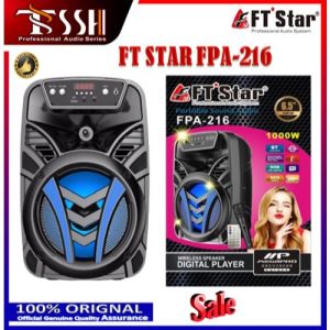 New Megapro FPA-216 6.5" LED Light Bluetooth Party Portable Speaker With USB/SD/BT/FM Free 1 Pcs wired MIC