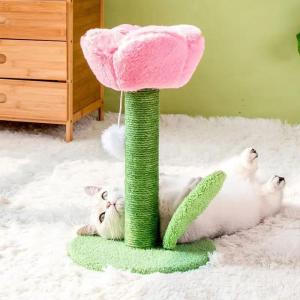 Tulip Shaped Cat Tower Scratching Column Sisal Cat Scratching Board Cute Ins Kitten Teasing Toys Cat Tree House Pet Supplies