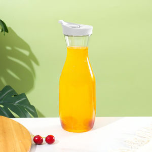 1L 32oz Round Carafe with White Lid Plastic Juice Bottle Milk Bottle Freshly Squeezed Juice Cup Kettle