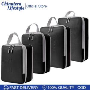 4 Set Lightweight Compression Packing Cubes Expandable Luggage Organizer Bags for Organizing Clothes