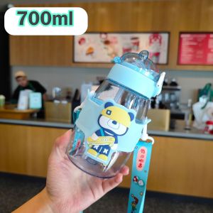 Botol Minum Anak Sedotan 700ml Botol Motivasi Anak Sekolah korea VIRAL FREE STICKER 2D dan Tali Panjang