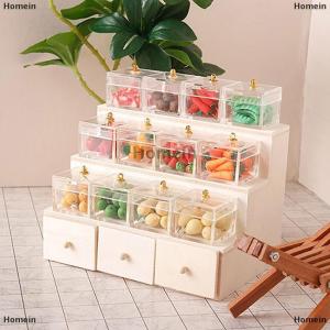 [COD] Homein 1:12 Dollhouse Miniature Display Rack Candy Box Drawer Cabinet W Clear Box Furniture Model Decor Toy Doll House Accessories