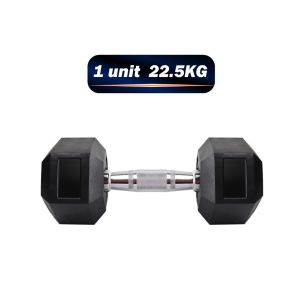ADSports Commercial Grade 1 Unit 22.5KG Hexagon Dumbbell Rubber Coated With Iron Cast Dumbbell Weight Muscle Training
