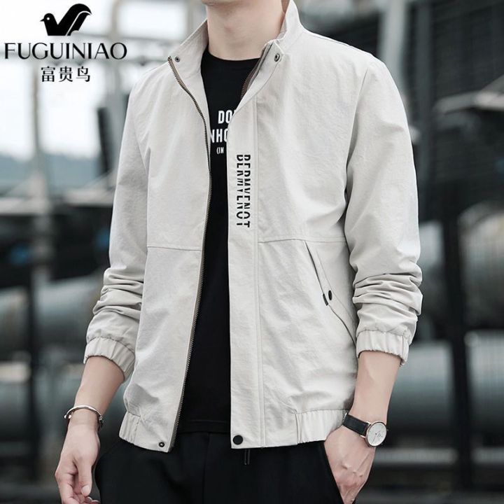 Men collar zipper decorated jacket best sale