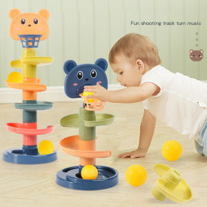 5 Styles Baby Toys Ball Rolling Tower Rolling Ball Pile Tower Early Educational Toy For Baby Toys Rolling Ball Pile Tower Rattles Baby Toy for 0-24months Kids