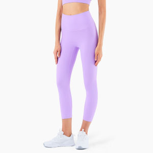 Quality Fabric Nylon Spandex Calf Length Yoga Pants Yoga Leggings for Fitness Yoga Jogging Running Workout Sports Leggings High Waist and Tight Tummy Control Slim Fit Hips Up Hidden Pocket No Awkwardness Line (Size S M L XL) QK1242