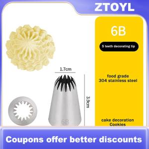 【ZTOYL】 1m 2A 2F 6B bánh tip DIY Kem đóng băng đường ống vòi phun Pastry Mẹo fondant bánh trang trí tip thép không gỉ vòi phun Baking công cụ