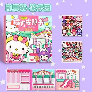 Sanrio Series Magnetic Quiet Book Hello Kitty Kuromi Cinnamoroll Melody Girl Princess Dress Up Sticker Book Handmade ของเล ่ นของขวัญ