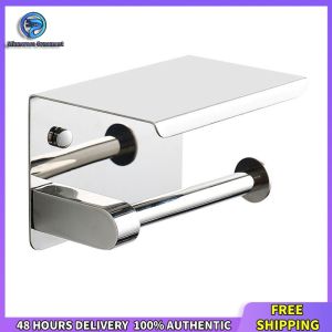 Winnereco Premium Stainless Steel Toilet Paper Holder Wall Mounted Punch-Free Bathroom Accessories Sleek Silver Design