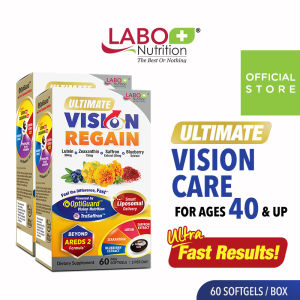 [2 Boxes] LABO Ultimate VisionREGAIN INTENSIVE - Sharp Vision Supplement for Dry Eyes Night Vision Eye Strain Blurry Vision Blue Light with OptiGuard Lutein Zeaxanthin Saffron Extract Blueberry Extract and Phospholipds • Made in Japan • 60 softgels