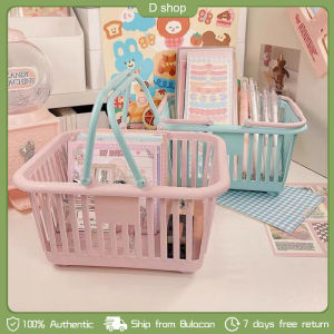 1PC Cute Macaron Handheld Storage Basket Desktop Cosmetics Stationery Storage Box
