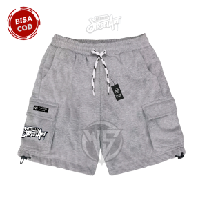 Celana Pendek Cargo Cowok Aesthetic Motif STREET ART Warna Cream Best Seller COD Celana Cargo Pendek Pria/Wanita Bahan Katun Fleece Tebal dan Lembut Brand Local WEARING Short Pants Cargo