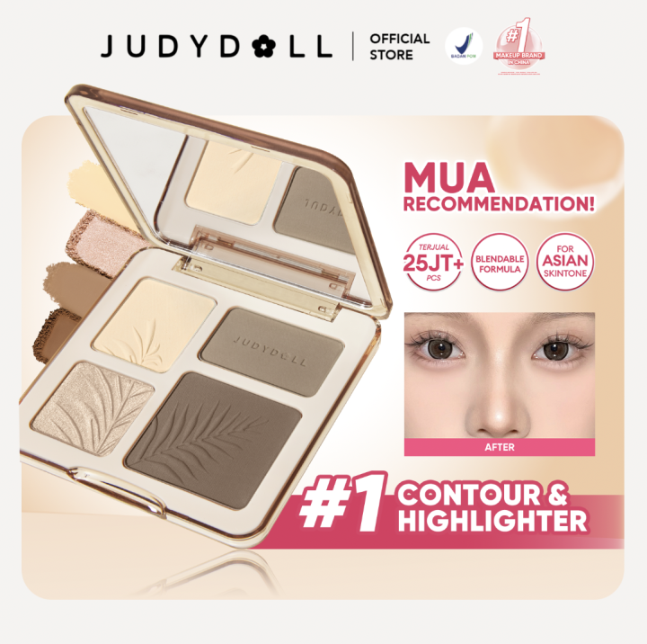 [FLASH SALE] Judydoll Highlight & Contour Palette - Face Palette Highlighter Shading Powder untuk contour hidung dan aegyosal