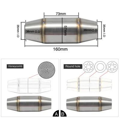 ZSDTRP Moto Universal Motorcycle Exhaust Catalyst Mid Pipe 35MM Modified Muffler Expansion Chamber Sports Escape Silencer DB killer