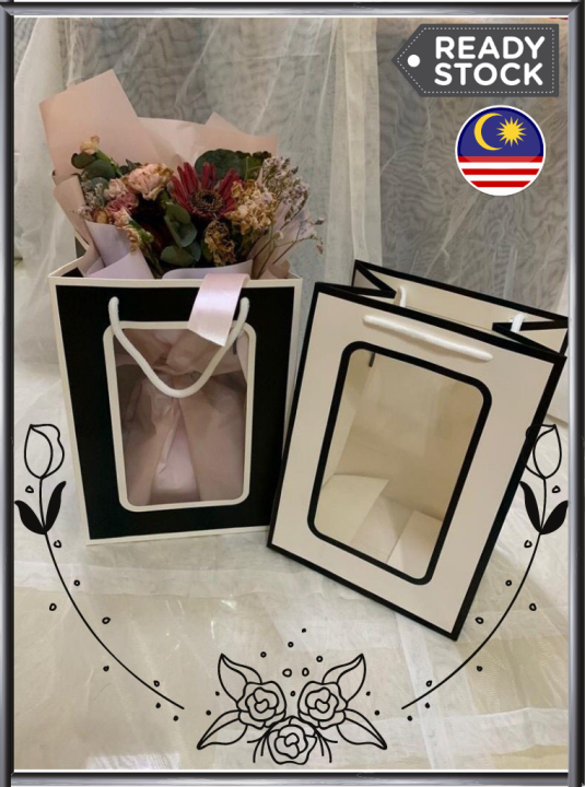 WINDOW PAPER BAG 1669 (10PCS) Gift Paper Bag with Window / Flower