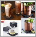 หินรองอเนกประสงค์ แผ่นหินวางอาหาร แผ่นหินรองแก้ว สีดำ (1 แพคมี 4 ชิ้น)  Natural Slate Plate / Square Slate Coaters. 