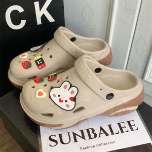 ส่งจากไทย🌻 รองเท้าหัวโตแฟชั่น รองเท้าแบบสวมเสริมส้น 7ซม. สีทูโทน แถมตัวติด เบาพื้นนิ่ม ใส่เที่ยวสบาย🌻SUNTP39