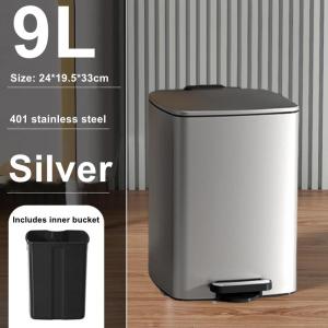 9L Trash can Stainless Steel Pedal Soft Closing Dust Bin - Odor Control Durable & Stylish Trash Can for Home & Office