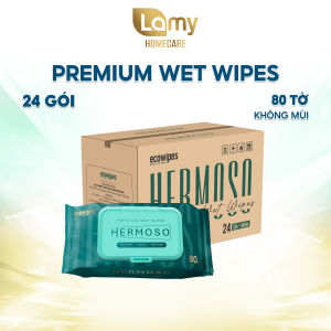 [PREMIUM] Thùng 24 Gói Khăn Ướt Cao Cấp Hermoso x EcoWipes 80 tờ Không Mùi An Toàn Cho Bé