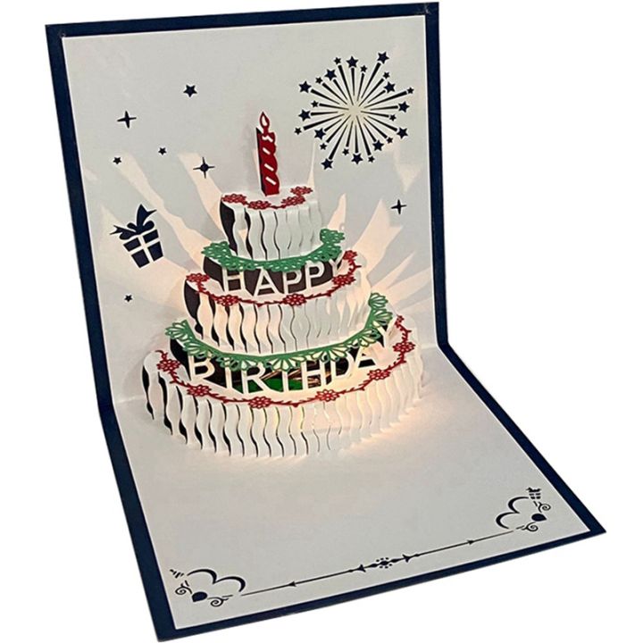 3d Pop Up Birthday Cards Popup Birthday Greeting Card Led Light Birthday Cake Music Happy