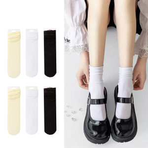 6Pairs Trendy Korean Ice Socks for Women Summer Thin Socks Summer Sweat-absorbent Mid-tube Ice Stockings