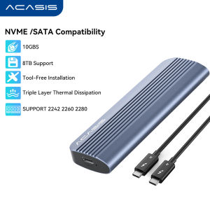 Acasis M.2 NVMe/SATA SSD Enclosure | 10Gbps USB-C Tool-Free & Auto-Sleep | Data Recovery Kit for 2230/2280 Drives | Thermal Control for Mac/Windows/Linux