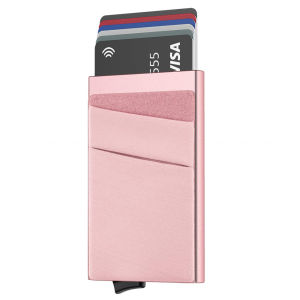 Slim Aluminum Wallet With Elasticity Back Pouch ID Credit Card Holder Mini RFID Wallet Automatic Pop
