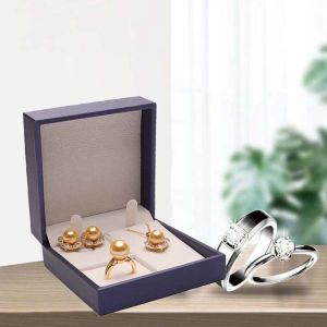 PUREGLOW Travel Fashion Jewelry Display PU Leather Necklace Case Ring Holder Square Ring Box Jewelry Boxes Storage Case Earrings Storage