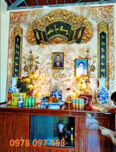 Tranh câu đối phòng thờ - gạch tranh 3D