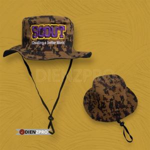 Topi Rimba Pramuka Loreng Bordir Scout / Topi Outdoor Pramuka Pria Wanita