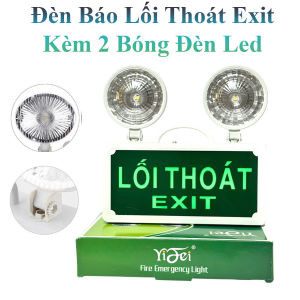 Đèn Báo Lối Thoát Exit Thoát Hiểm Kèm 2 Bóng Đèn Led Tự Sáng Khi Cúp Điện