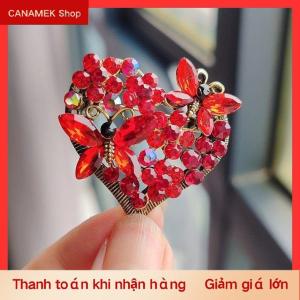 CS Valentine Của Sang Trọng Màu Xanh Đỏ Pha Lê Tình Yêu Trái Tim Trâm Cài Cho Phụ Nữ Rhinestone Bướm Đảng Trâm Pins Những Người Yêu Thích Đồ Trang Sức Quà Tặng