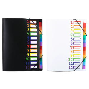 2Pcs A4 Document Organiser 12-page Expandable File Folder Elastic Closure Band Water Resistant Office School Use