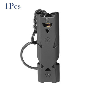 Multifunction Emergency Survival Whistle Stainless Steel Double Pipe High Decibel Whistle Black Outdoors Tools