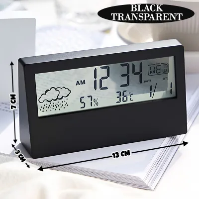 Multifunctional Transparent Clock Digital Backlight Lamp Alarm Temperature Date Display 闹钟 Jam Meja